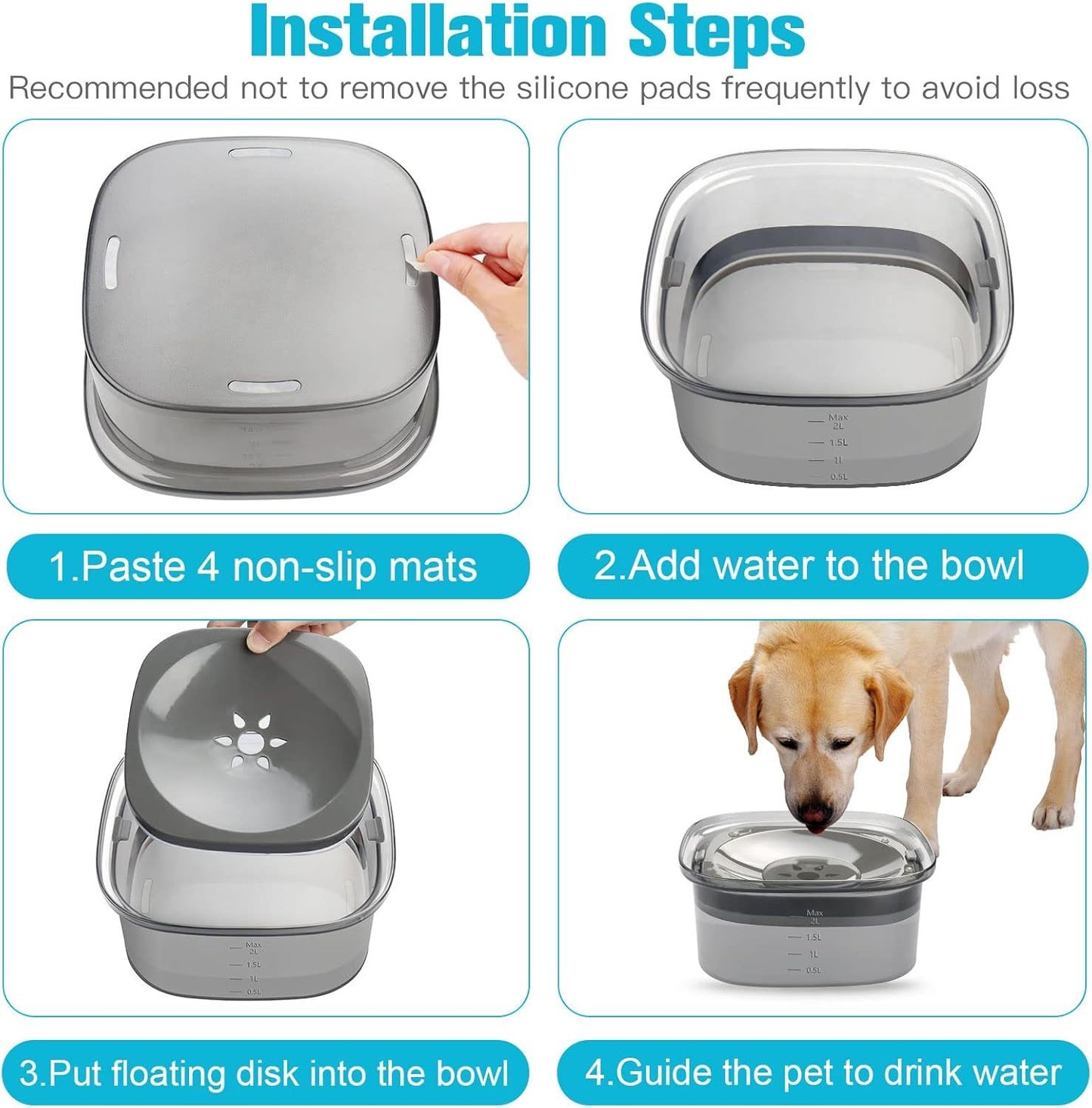 2L Pet Water Bowl - Clean Hydration For Your Pets