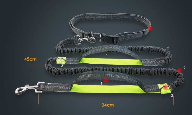 Hands-Free Dog Leash - Adjustable Waist Belt & Bungee Design