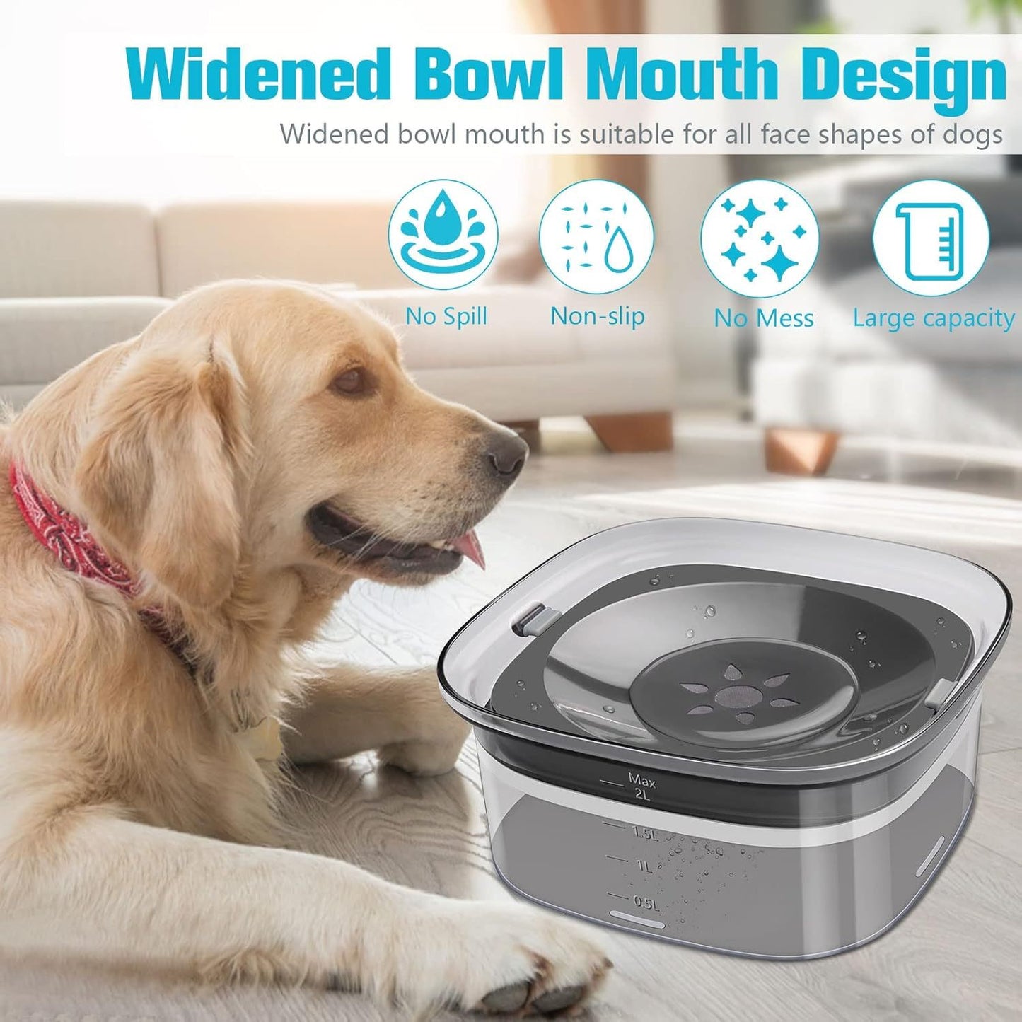 2L Pet Water Bowl - Clean Hydration For Your Pets